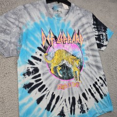 DEF LEPPARD SHIRT Mens LARGE BLUE PINK TIE DYE CONCERT MUSIC ROCK METAL NWT