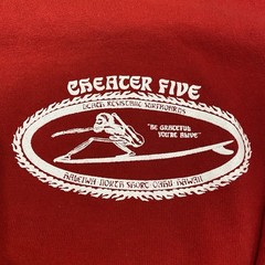 CHEATER FIVE SURFBOARDS S/S TEE Surf North Shore Hawaii Red sz S t-shirt