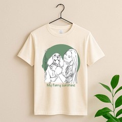 Pet Portrait Line Art Dog Cat Gift Unisex Crewneck T-shirt S-5XL