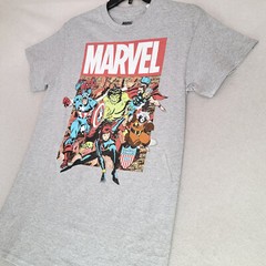 MARVEL COMICS Shirt Mens Small Gray Golden Age Avengers Casual Hulk Thor NWT