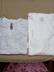 Gildan 2 Gray Heavy Cotton 2 White Large Lay Flat Collar