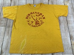Vintage Distressed Russell Athletic Birmingham Alabama Yellow T Shirt Size XL