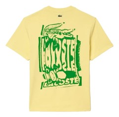Lacoste Crocodile Men’s SZ (5) large Graffiti SS Cotton T-Shirt Yellow Green
