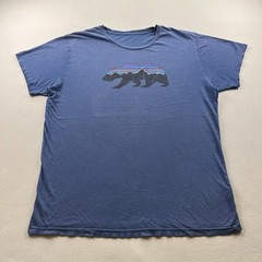 Patagonia T-Shirt Mens XL Blue Fitz Roy Bear Hiking Cotton Short Sleeve 39143
