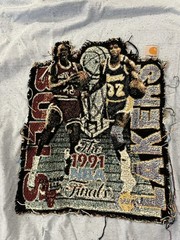 Inwayoveryourhead Jordan Bulls Lakers 1991 Finals Tapestry T-Shirt Size Large