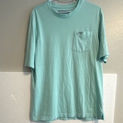 Greg Norman Luxury Cotton Tee Shirt Sz Large Green Teal Crew Neck Short Sleeve