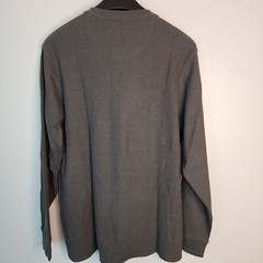 Members Mark Mens XXL Thermal Henley Shirt Charcoal Grey Waffle Knit New