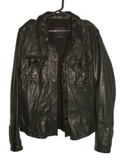 Men’s All Saints SECTION LEATHER SHIRT jacket overshirt XXL (ref88) £199.99!!!!!