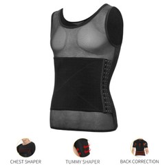 Men’ Slimming Body Shaper Compression Shapewear T-Shirt With Hook/Zipper Vest US