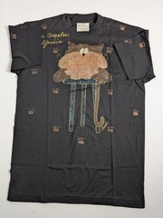 VTG 80s 90s Hand Painted Puffy Paint Cat T Shirt NOS Single Stitch USA L