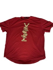 Hudson Outerwear Shirt Mens 4XL Red Gold Studded Money Symbol Graphic Tee