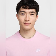 NEW NIKE SPORTSWEAR CLUB T-SHIRT – Pink with White embroidered NIKE Swoosh logo