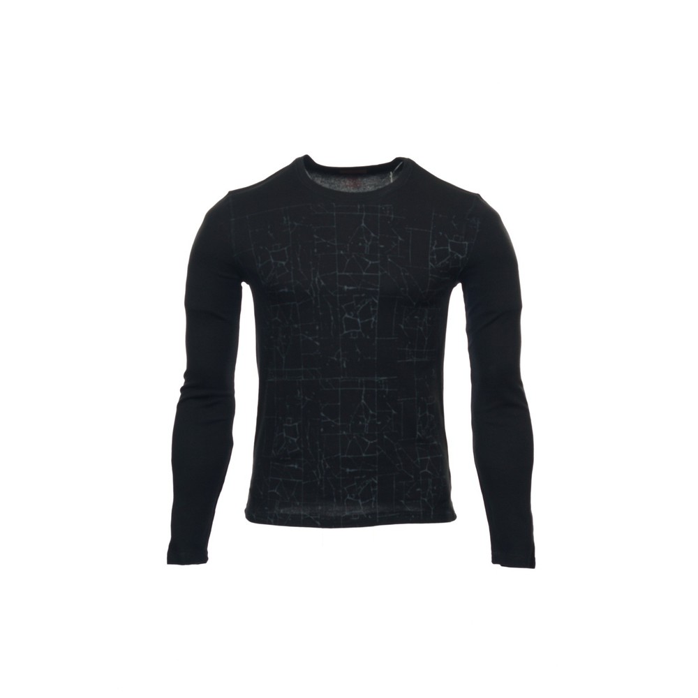 Alfani Mens Crew Neck T-Shirt L Black Poly Cotton Blend Graphic Print Casual Tee