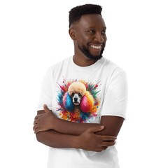 Colorful Poodle Unisex T-Shirt | Vibrant Dog Design with Paint Splashes | Tee