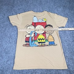 Peanuts Snoopy Doghouse Graphic T-Shirt Men L Tan Cartoon Y2K Retro Double Sided