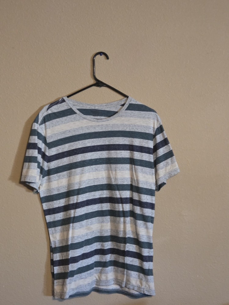Mossimo Supply Co. Men’s L Regular Striped Crew Neck Short Sleeve T-Shirt Blue