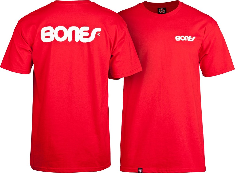 Powell Peralta BONES SWISS TEXT LOGO Skateboard T Shirt RED
