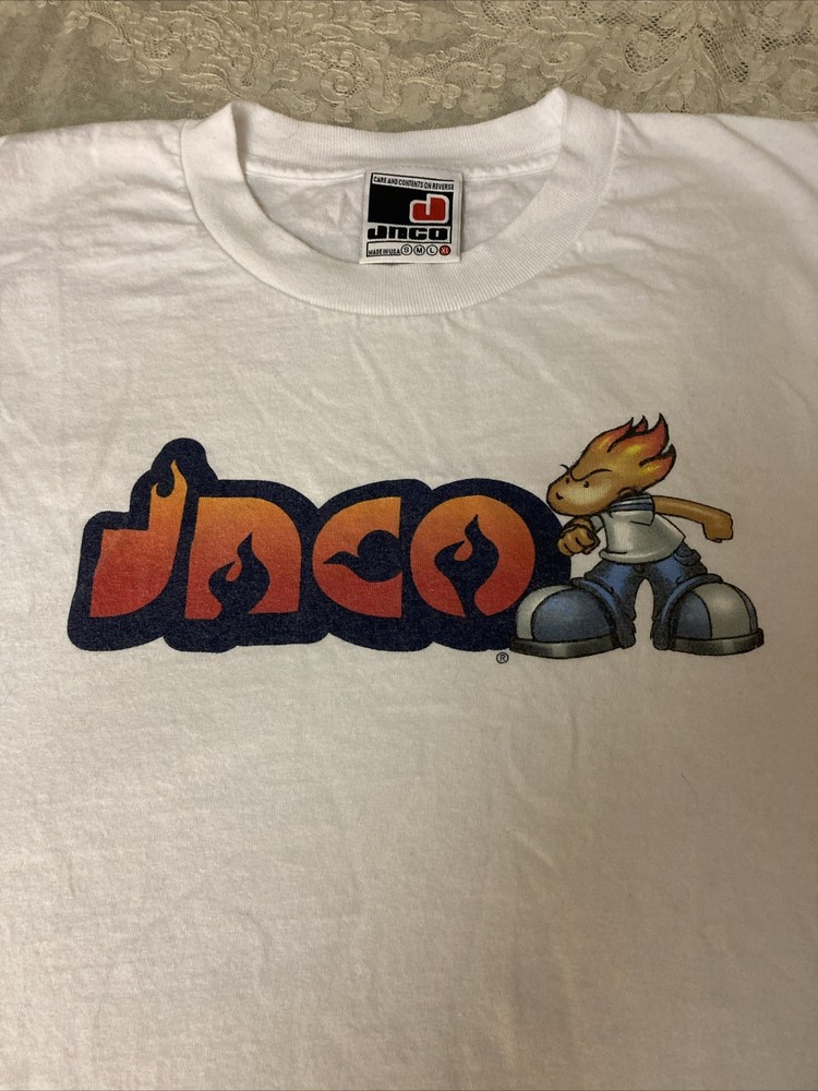 VTG 90s JNCO Jeans Flamehead Graphic T Shirt Made In USA XL Men’s