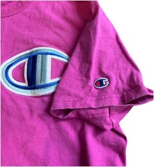 CHAMPION LIFE FLOSS STITCH C LOGO HERITAGE TEE SHIRT PEONY PINK MENS SIZE LARGE