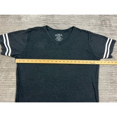 Unbranded V-Neck Baseball Shirt Mens XL Black Heather White Stripe Athletic Tee