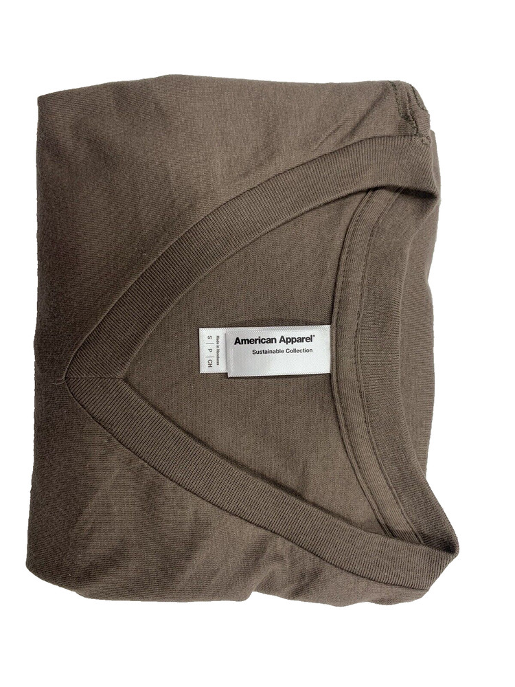 American Apparel Sustainable Collection Unisex Vneck T-Shirt 100% cotton Brown S