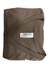 American Apparel Sustainable Collection Unisex Vneck T-Shirt 100% cotton Brown S