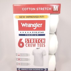 Wrangler Men Cotton Stretch Crew Neck Undershirts White Soft T-Shirts 6-Pack M