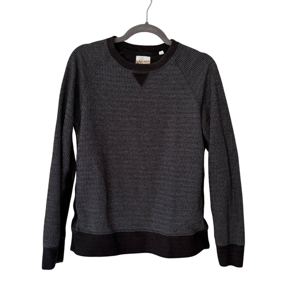 Billy Reid men’s t-shirt size small grey marled cotton black long sleeve crew