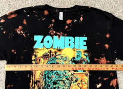 Lucio Fulci Zombie Horror Movie Graphic T-Shirt Bleach Wash Cult Gore Tee Large