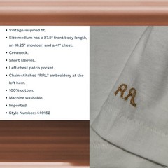 Ralph Lauren Double RRL White Jersey Knit T-shirt Mens Large Left Chest Pocket