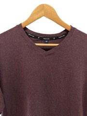 Public Rec Men’s Go-To-Crew T-Shirt V-Neck Maroon Cotton/Tencel/Spandex Sz M euc
