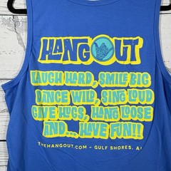 The Hangout Tank Top XL Gulf Shores Alabama Blue Yellow Shaka Sand in My Boots