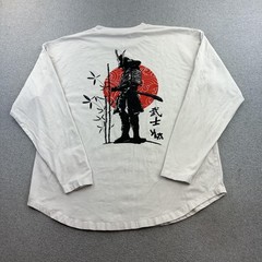 YoungLA Shirt Mens Large White Samurai Graphic Long Sleeve Tee Casual Adult