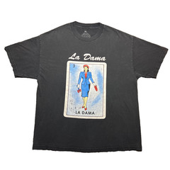 La Dama Loteria Card T Shirt Mens XL Black Graphic Tee Made in USA Cotton XL
