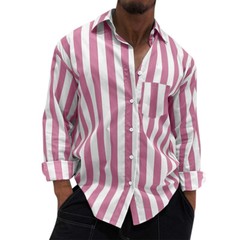 Men’s Stripes Shirt Casual Slim Shirts Long Sleeve Button Down Tops Blouse