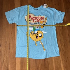 Adventure Time with Finn & Jake Men’s Blue Cartoon Graphic Tee T-Shirt Sz Large