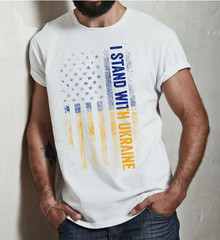 I Stand With Ukraine Flag T Shirt Ukrainian American Flag Shirts No War T shirt