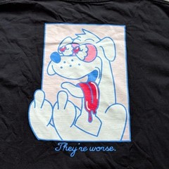 A-Lab Shirt Mens 3XL Black Cartoon Dog Graphic Tee Front Back Print Humor Slogan