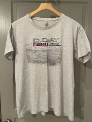Vintage D-Day Normandy Allied Landings Embroidered Gray Shirt Mens Large Y2K WW2