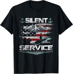 U.S Submarines Silent Service Flag Patriotic Veterans Day T-Shirt Size S-4XL