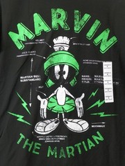Looney Tunes Marvin The Martian Black Green T Shirt Size Small