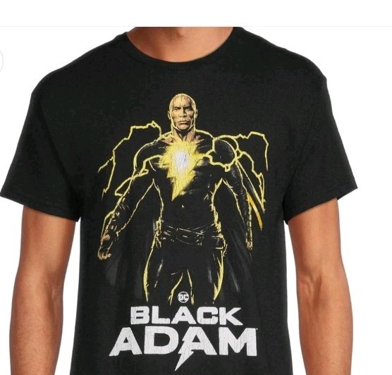 BLACK ADAM Super Hero T Shirt S/C/P 34/36 Black short sleeve DC comics