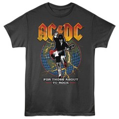 ACDC Angus Young Globe For Those About To Rock Men’s T Shirt