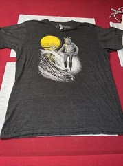 Funny King TRITON In Jeans Black surfing T Shirt Sun Waves Art Mythology Mens Lg