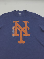 47 Mens New York Mets Blue Grit Logo Scrum Tee in Blue Size Small