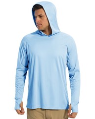 Men’s UPF50+ Hoodie Shirts Fishing Hiking Sun Shirts Quick Dry Workout T-Shirts