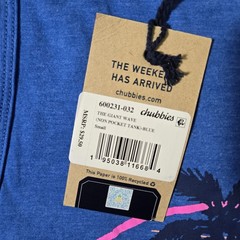 NEW Chubbies Sleeveless Shirt Tank Top Mens Small Blue The Giant Wave S