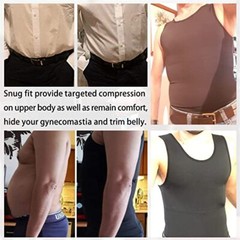 Gynecomastia Compresson Top Men’s Body Shaper Toning T-Shirt Ultra Durable Vest