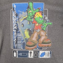 VINTAGE JNCO Shirt Mens Large Gray Flamehead Y2K Made In USA Short Sleeve Tee