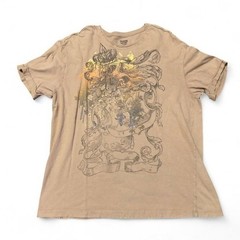 Cremieux tan y2k style tee fleur crest vtg inside out seam L/22.5